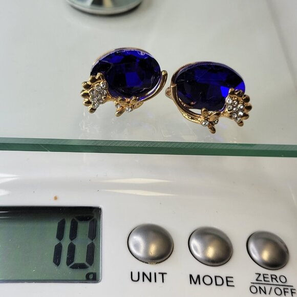 Oval Blue Fashion Crystal Faceted Earring - Picture 13 of 15